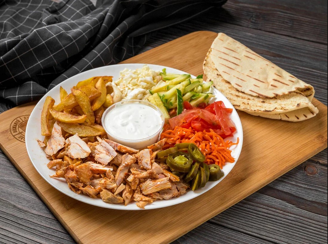 Шаурма в тарелке куриная